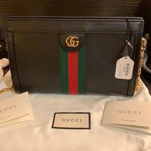 Gucci Shoulder Ophidia Leather Blk Cross Body Bag